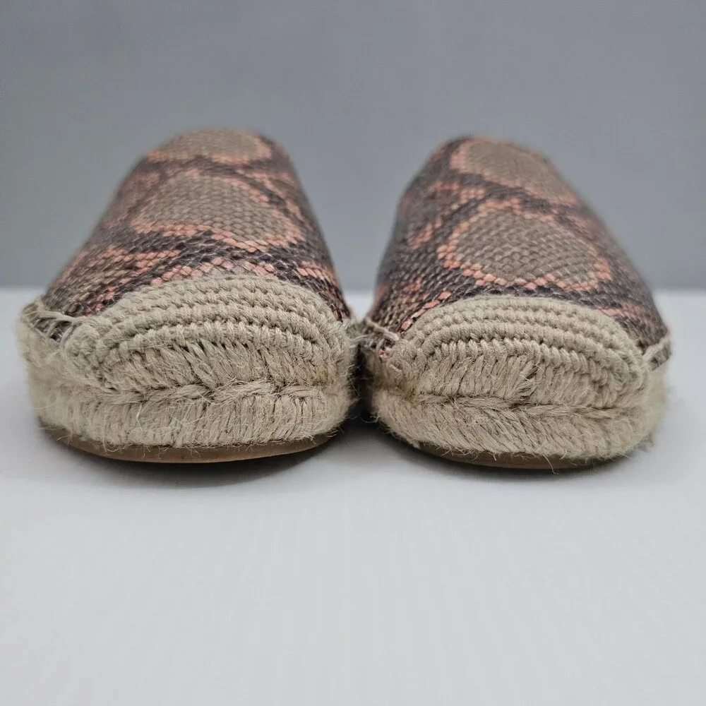 NEW Sam Edelman Khloe Espadrille Flat Womens 8 Peach Snake Print Leather Slip On